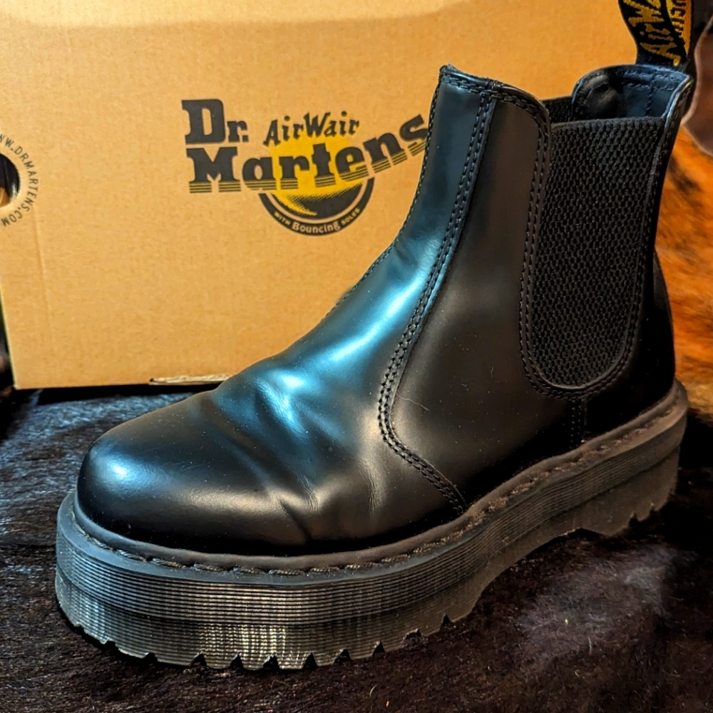 Dr Martens Black Slip On Platform Boot 8